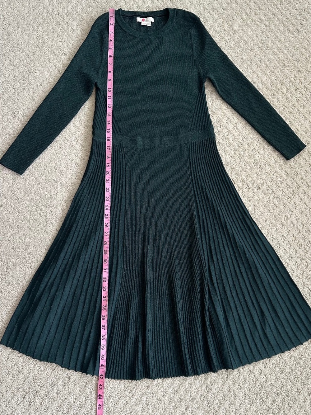 Boden Diona Sparkle Fit-And-Flare Knit Midi Dress Green 12R Metallic Holidays - Picture 14 of 16